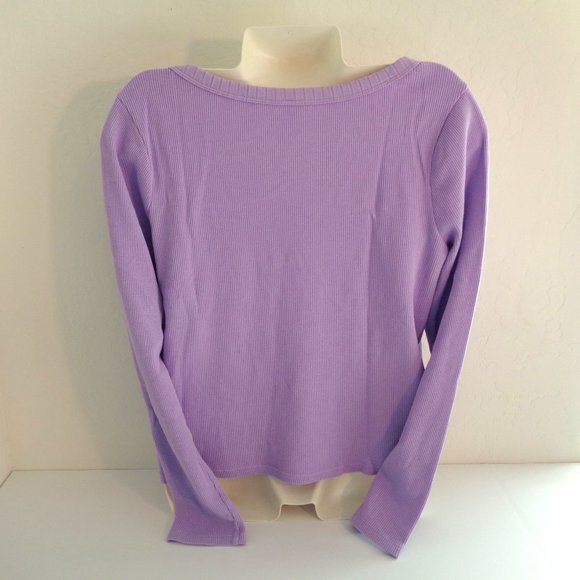 BP x Claudia Sulewski Nordstrom Square Neck Waffle Thermal Top Purple Size 1X - Picture 5 of 6